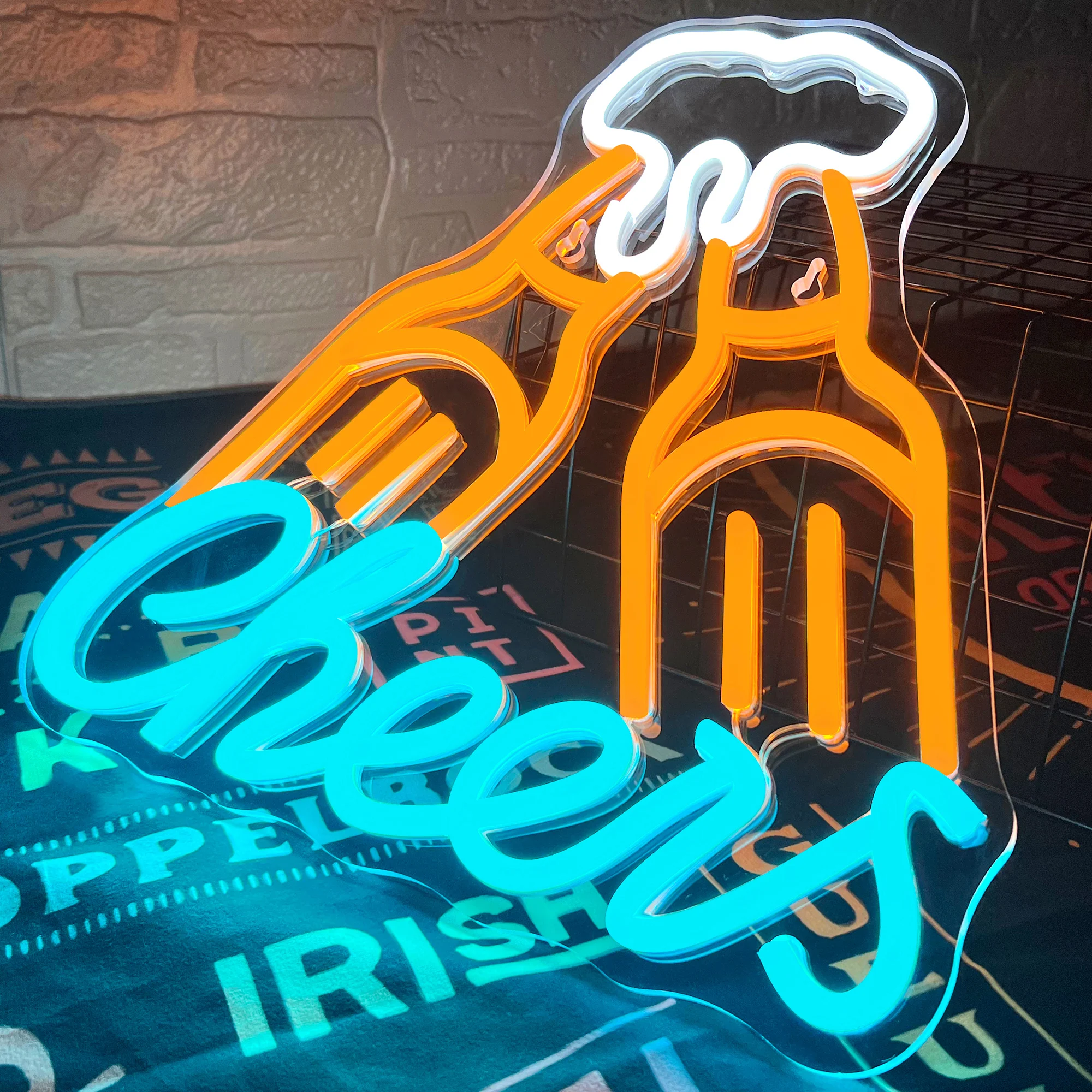 Cheers Sign Neon Signs USB Powered Light Up Wall Decor for Teen Room Party Light Beer Bottle Neon Light Sign for Restaurant Bar