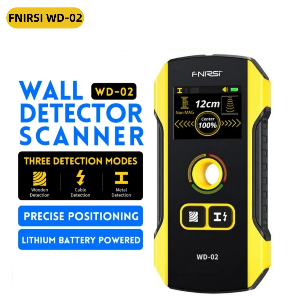 

FNIRSI WD-02 Wall Detector Stud Finder New Design Positioning Hole TFT Display AC Live Cable Wires Metal Wood Stud Wall Scanner