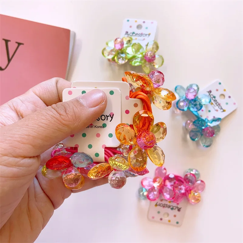 2 teile/satz süße haargummi mädchen Kopf Seil Blume Haar Gummibänder elastische Haarband Baby haarschmuck mädchen – Detail 3