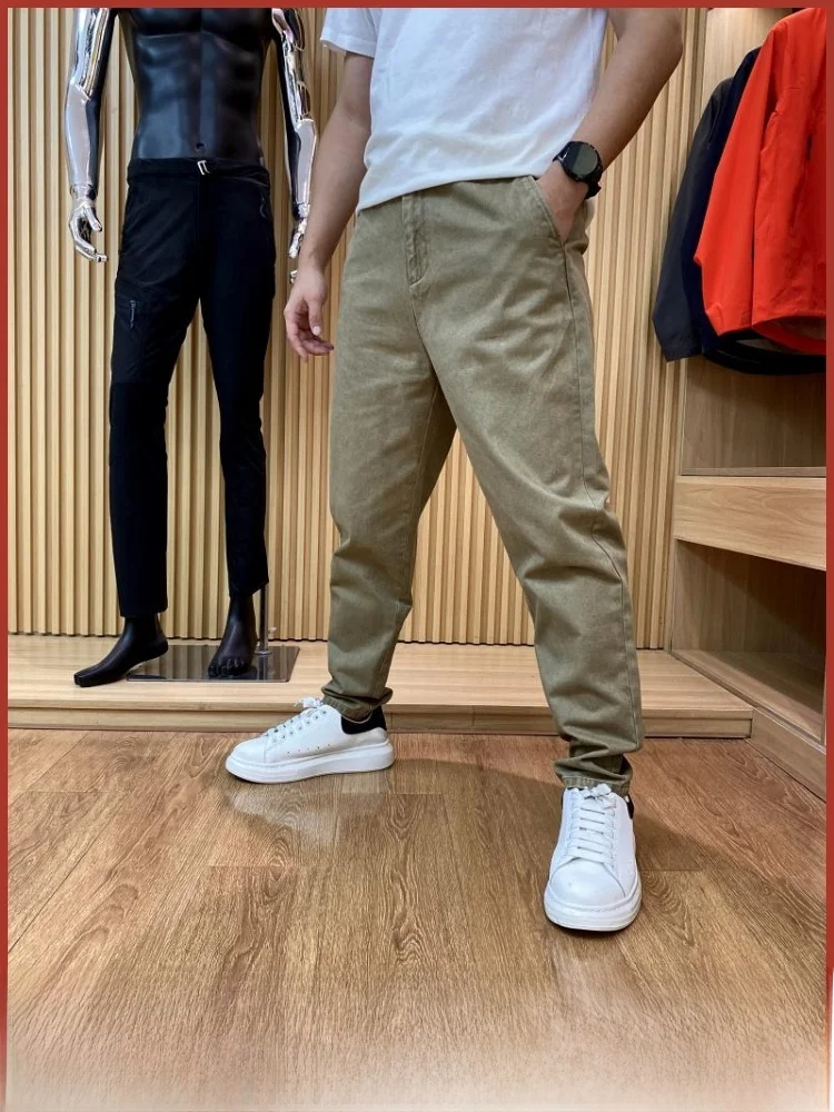 

Мужские повседневные хлопковые брюки, дышащие многофункциональные осенние брюки для отдыха, прямые длинные брюки, молодежные брюки