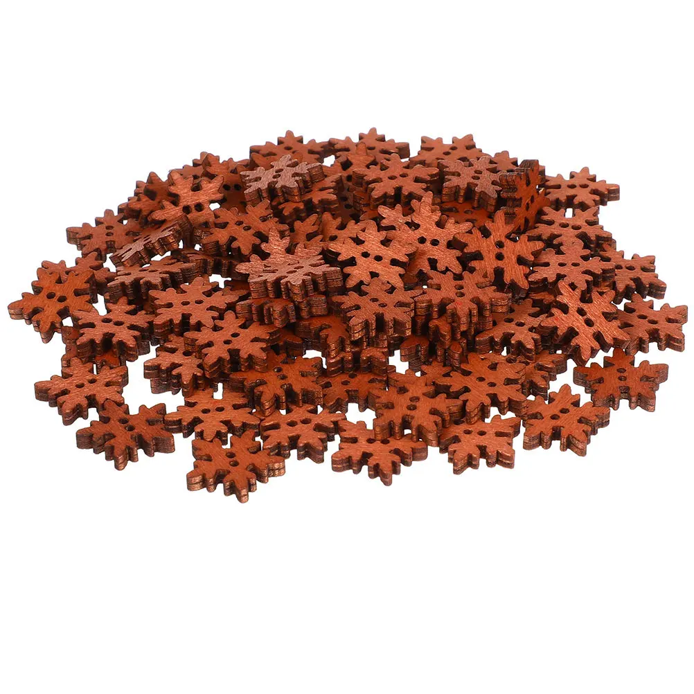 

50 pcs Wooden Snowflake Buttons Brown Craft Embellishments For Diy Scrapbooking Christmas Decor Home Ornaments Hanging Cutout