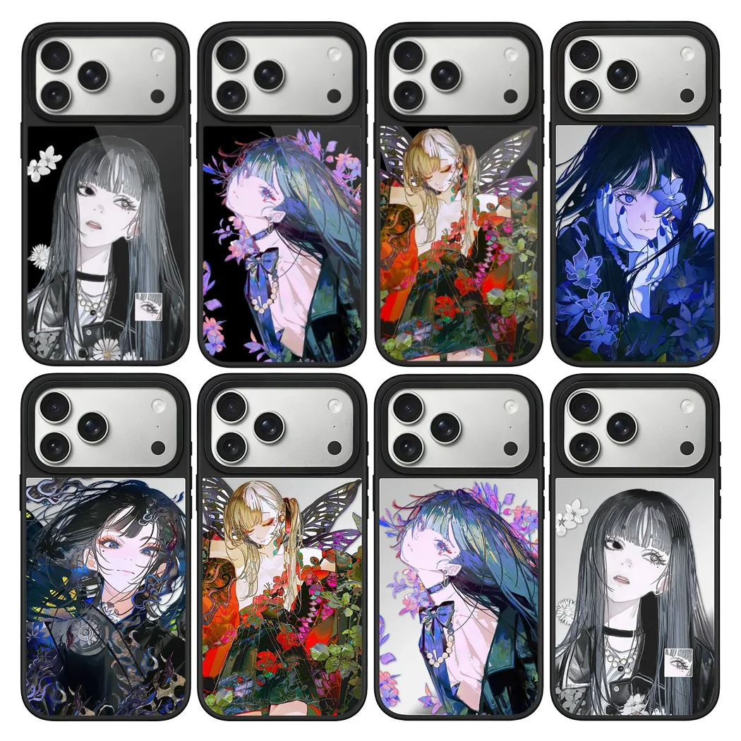 

Anime Girl Butterfly Mirror Surface Magnetic Phone Case Cover for IPhone 12 13 14 15 16 17 Pro Max Case for IPhone 17 Air