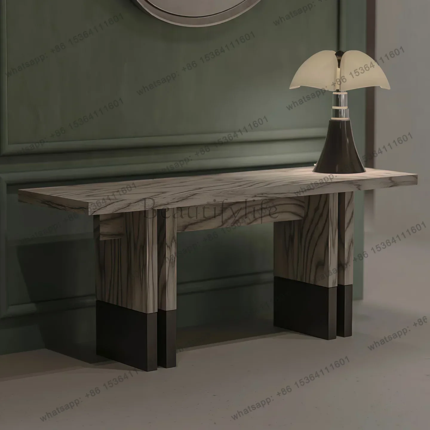 YJ  Retro Solid Wood Entrance Premium Foyer Entrance Table Cabinet Wabi Sandy Wind Color Matching Entrance Table