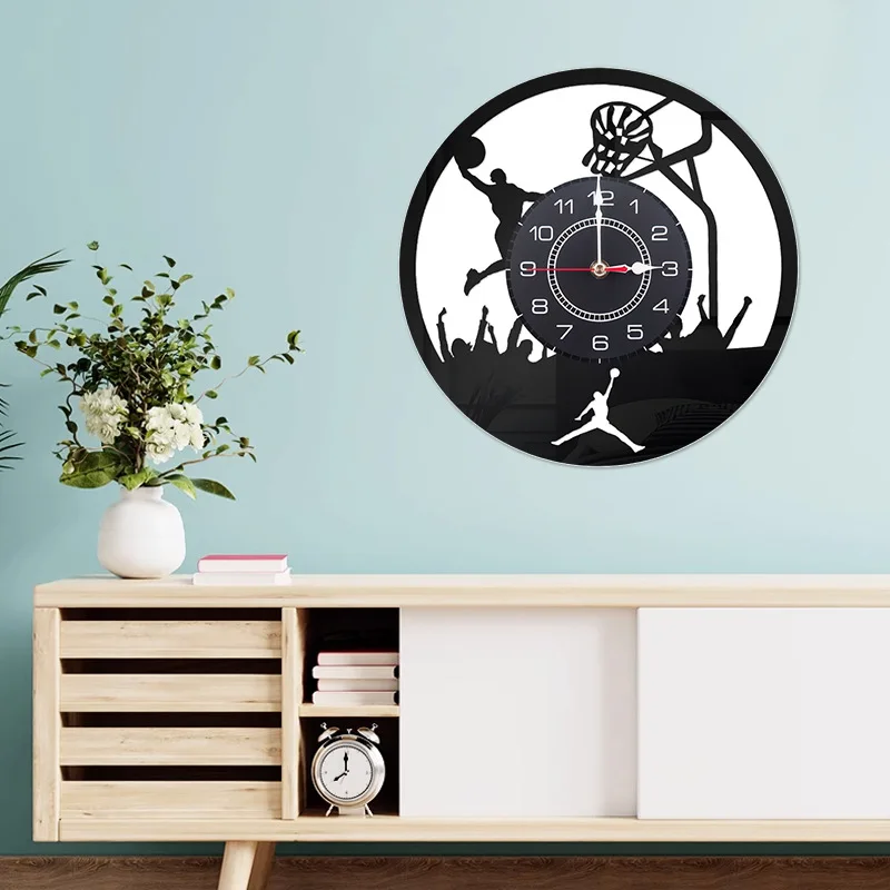 

Acrylic Basketball Slam Dunk Silent Wall Clock, Minimalist Modern Living Room Clock