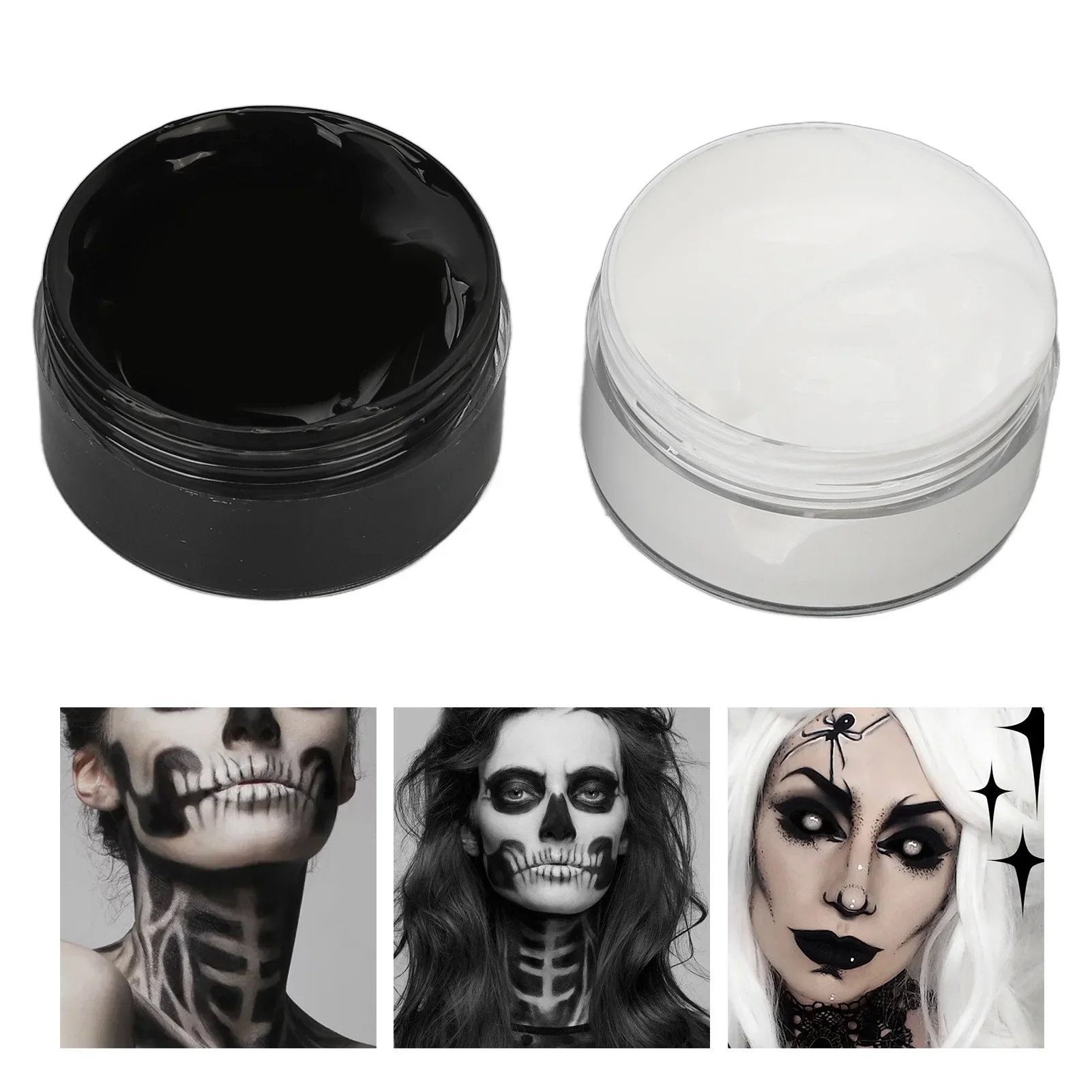 

Face Painting Set Highly Tinted Face Body Paint Safe Layering Friendly Black and White Easy To Apply with Brush Cosplay Free DIY