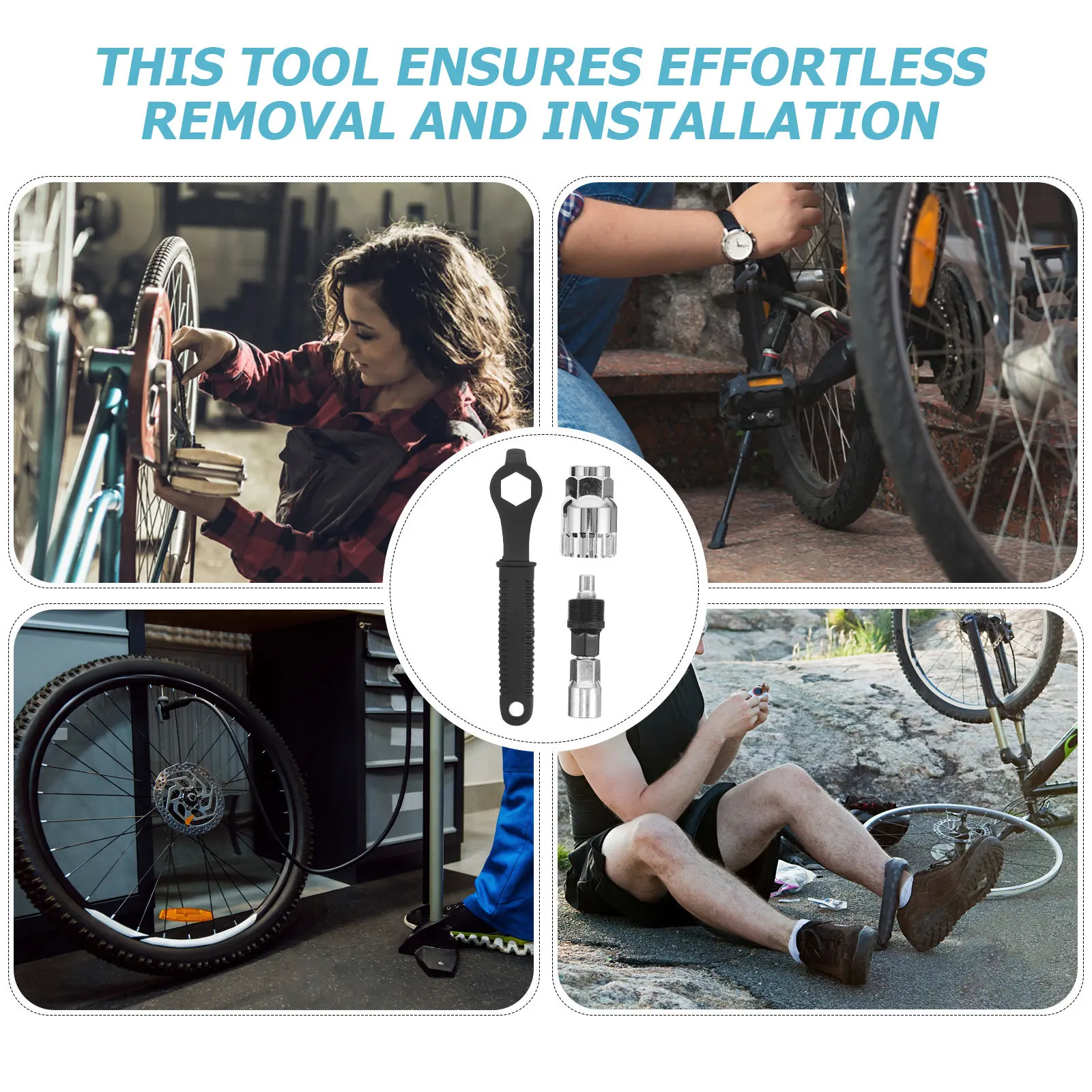 1Set Bicycle Tool Kit Ergonomic Bottom Bracket Removal Tool Crank Chainring Adjuster Sprocket Remover Bike Maintenance Repair