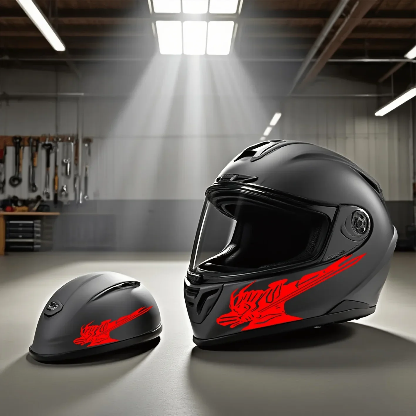 สติ๊กเกอร์ลายซามูไรดำพร้อมดาบ 1 ชุด - ของตกแต่งหมวกกันน็อครถจักรยานยนต์และรถยนต์แบบเฉพาะตัว