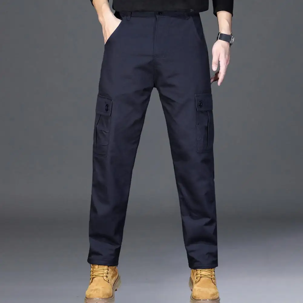 Men Cargo Trousers Outdoor Travel Cargo Pants for Men with Multiple Pockets Straight Leg Design Cotton Material Mid