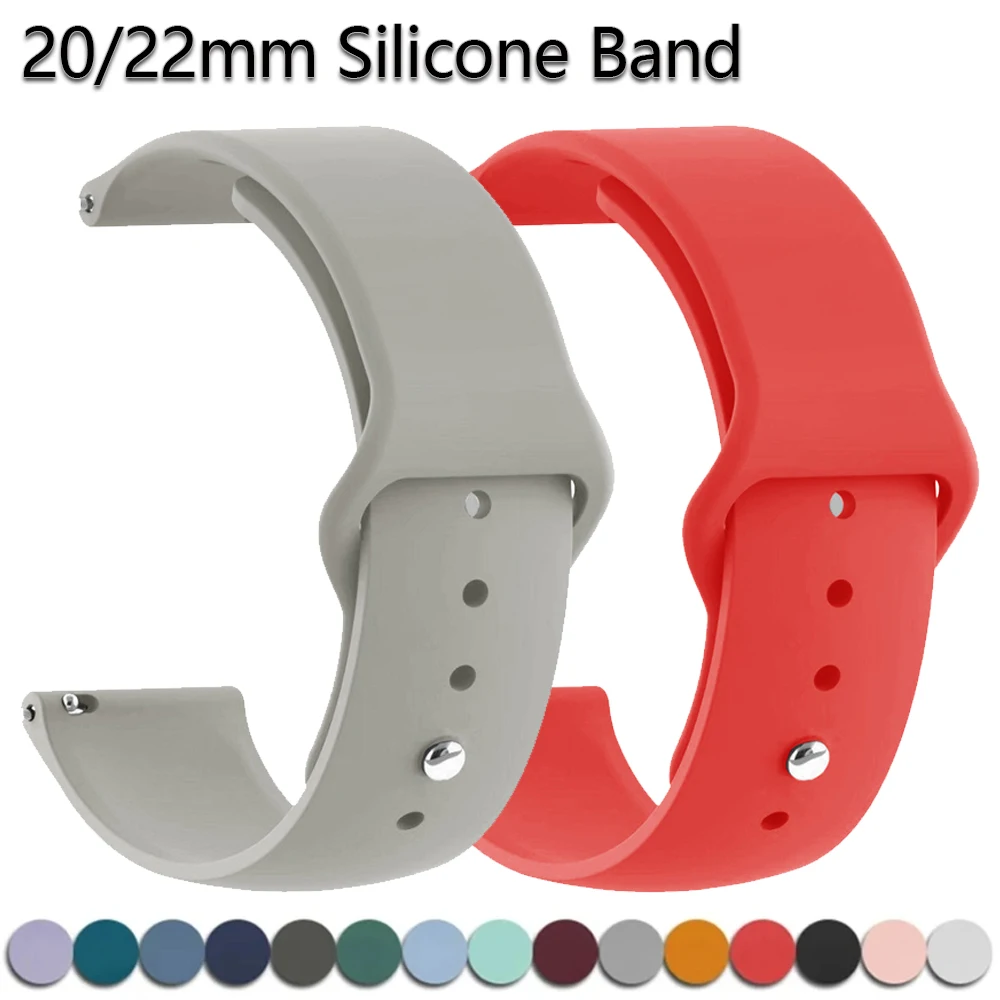 20mm 22mm Strap for Samsung Galaxy Watch 6/5/4 44mm 40mm 6Classic/Gear S3 Silicone Bracelet For Redmi Watch 3 Active/Lite Band