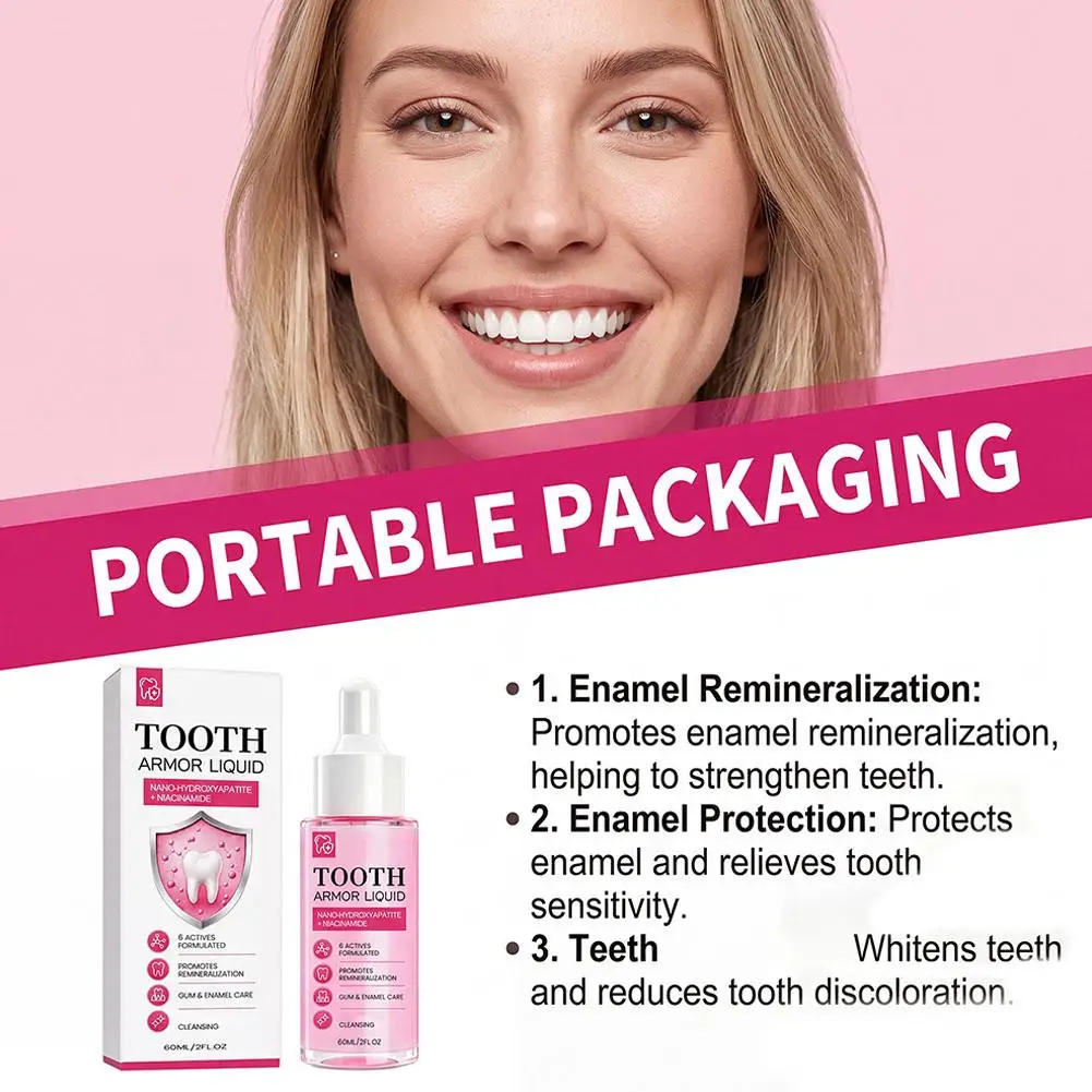 60ML Remineralization Gum Enamel Whitening Teeth Oral Care Tooth Armor Liquid Mint Niacinamide Professional Cleansing Mouthwash