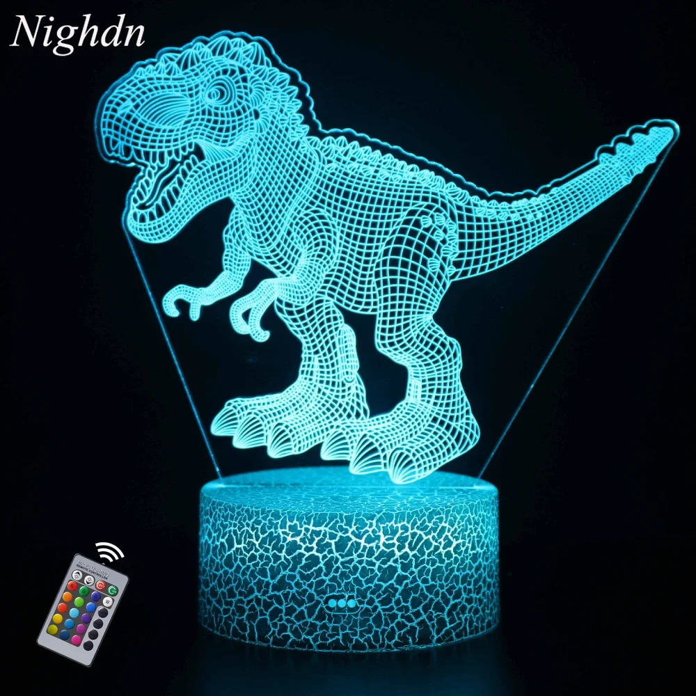 Nighdn 3D Dinosaur Lamp Led Night Light 16 Colors with Remote Control USB Nightlight Child Birthday Christmas Gift for Kids Boys