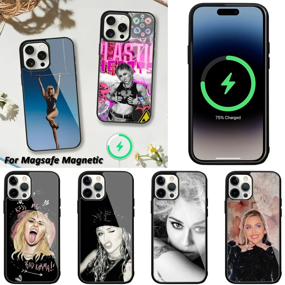 Singer M-Miley C-Cyrus Phone Case For iPhone 16,15,14,13,12,11,Plus,Pro,Max,Mini Magsafe Magnetic Wireless Charging