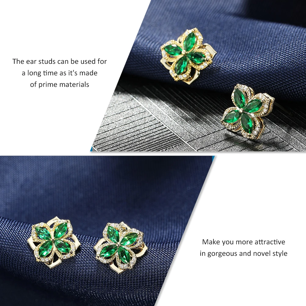 

1Pair Four-Leaf Clover Earrings Creative Zircon Studs St Patrick's Day Gift Fashion Accessory Ear Pendants Women Earrings