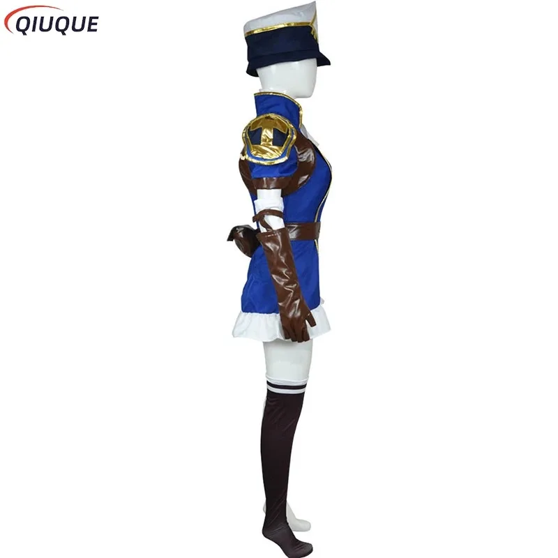 2025 11 애니메이션 아르칸 2 케이틀린 키람만 코스프레 의상 게임 LOL 필토버 보안관 드레스 유니폼 가발 여성 섹시 카니발 S