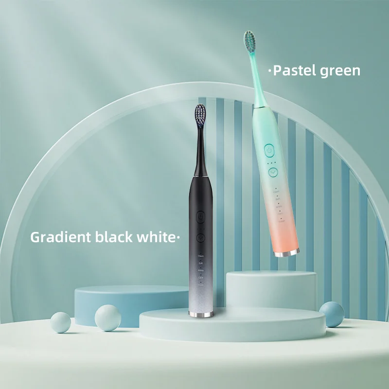 Tongwode escova de dentes elétrica sônica recarregável, à prova d'água, eletrônica, carga usb, clareamento, cabeças de substituição para adultos