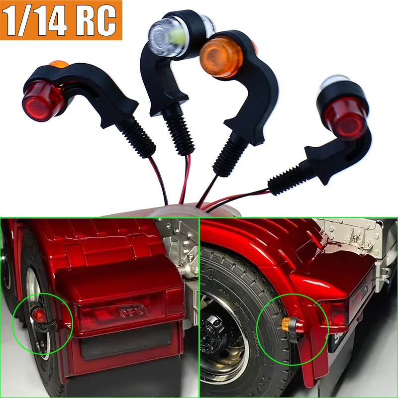 Simulation Dual-color Elbow Clearance Lamp for 1:14th Scale Tamiya RC Truck for SCANIA 770S R620 for VOLVO FH16 ACTROS Car