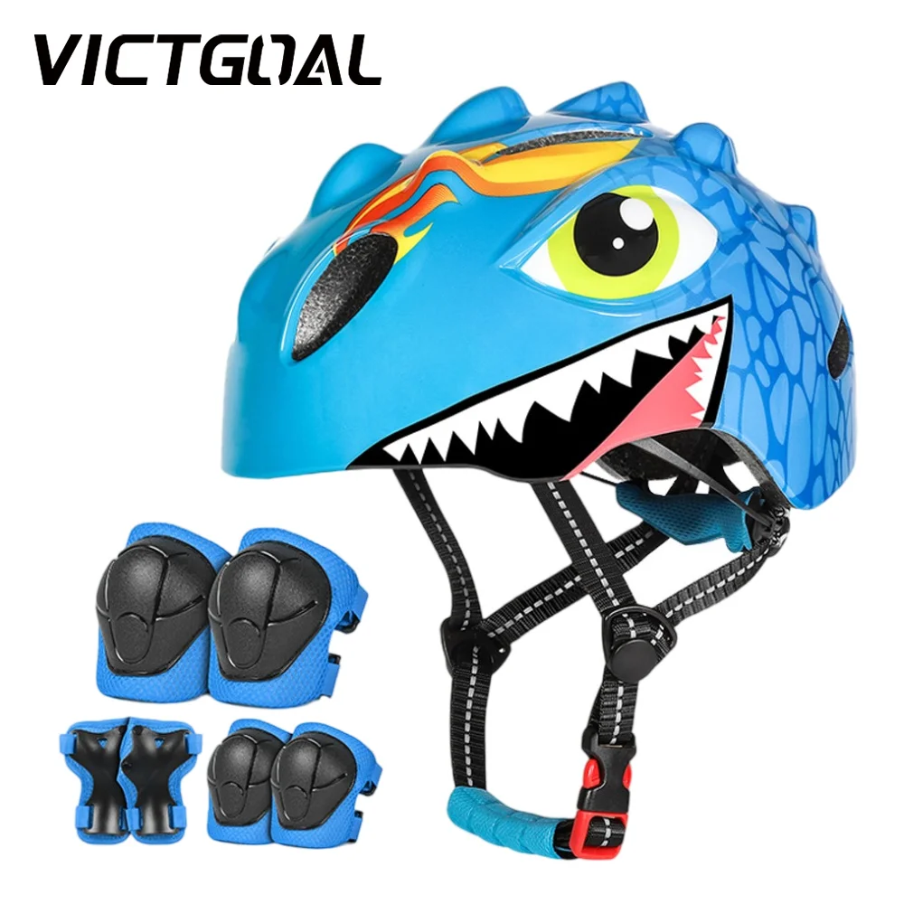 

Защитная экипировка VICTGOAL для детей: велосипедный шлем, наколенники, налокотники, защита запястий для беговелов, катания на роликах, самокатов и велосипедов.