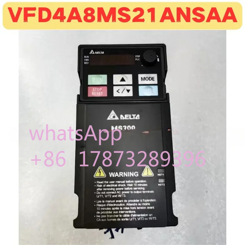 

Used Frequency Converter VFD4A8MS21ANSAA Normal Function Tested OK