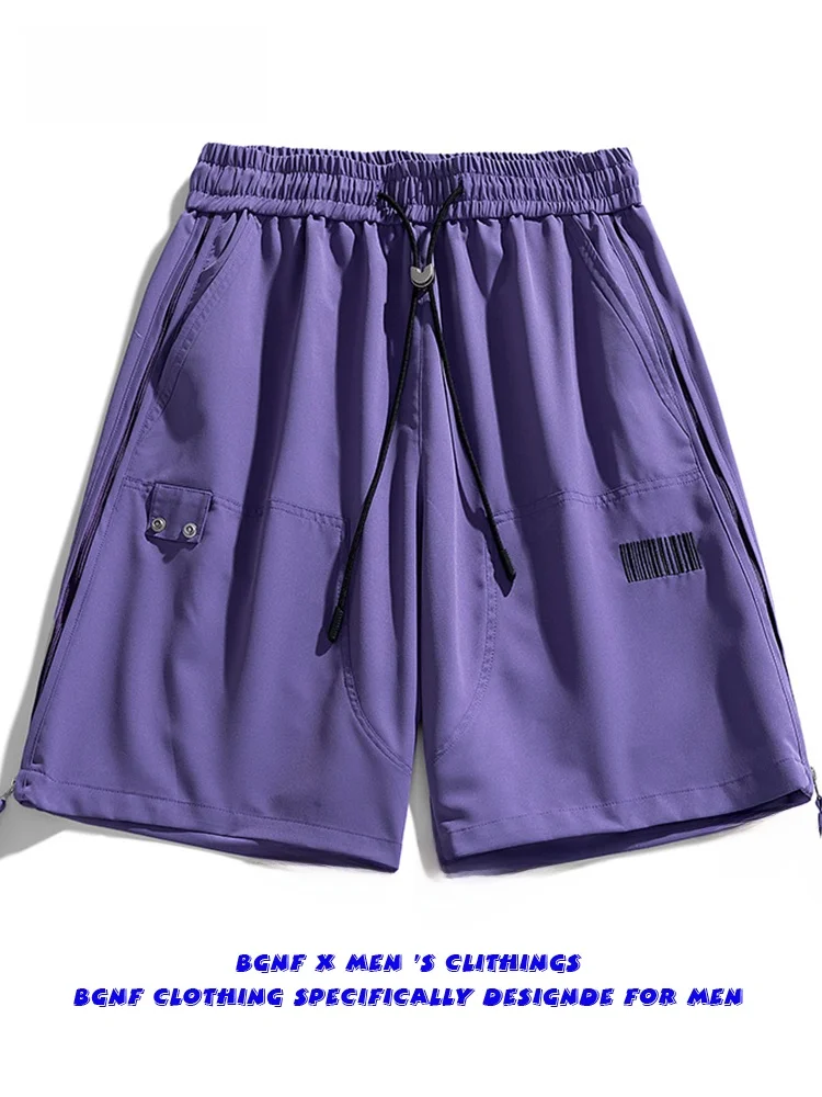 

Purple Outdoor Qui Dry Sports orts Men Summer Thin Loose Function Waterproof Breathable Five-Quarter Middle Pants
