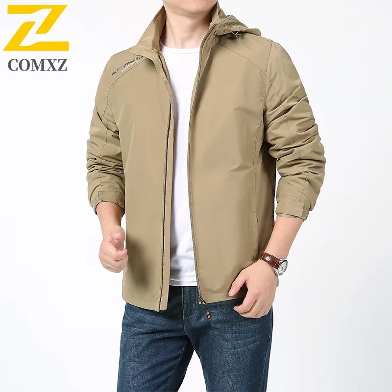 

COMXZ 2025 New Jacket Male High Quality Hooded Collar Hunting Windproof Coat Fashionable Adventure Spring Autumn Clothing