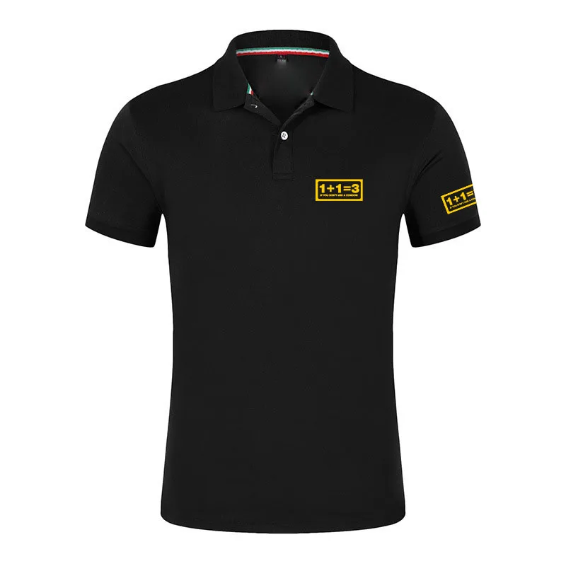 Funny Mathematics 1+1=3 Logo Print Men's 2026 Quick-drying Short-sleeved Polo Shirt Sports Fitness Breathable and Cool Lapel Top
