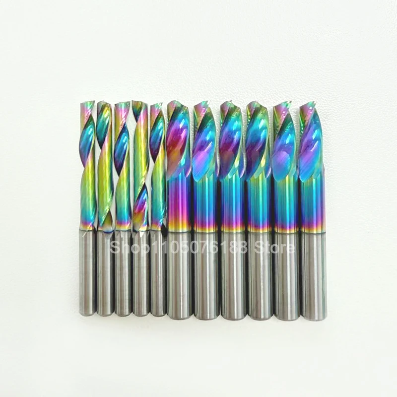 

10pcs 3.175mm/4mm/5mm/6mm Shank Right Hand Up Cut Router Bit - DLC Coated Spiral End Mill for Wood CNC Woodworking Tools