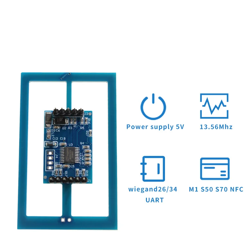 Módulo leitor incorporado de 13,56 MHz RFID Smart UART Wiegand IC Módulo sem contato para sistema de controle de acesso