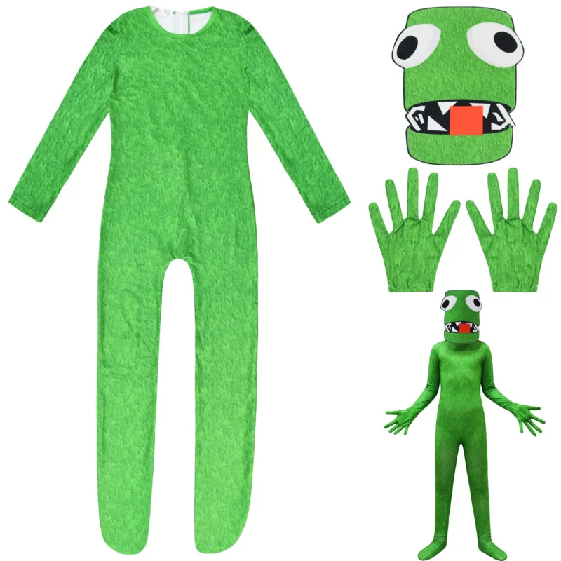 

Anime Game Rainbow Friend Cosplay Costume Green Monster Jumpsuits Children Boy Girl Kawaii Halloween Birthday Party Suit