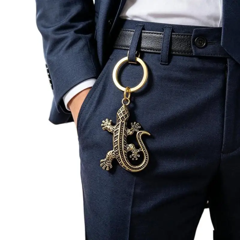Vintage-Messing-Mini-Gekko-Figuren, Schlüsselanhänger, Anhänger, Autoschlüsselring, Taschen-DIY-Lanyard, Hängeornamente, Schmuckzubehör, Tieranhänger – Detail 7