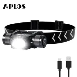 Aplos h340充電式LEDミニヘッドランプ18650懐中電灯1500lm 180 ° スイベルベースレッドライトモード付きストロングライトヘッドライト