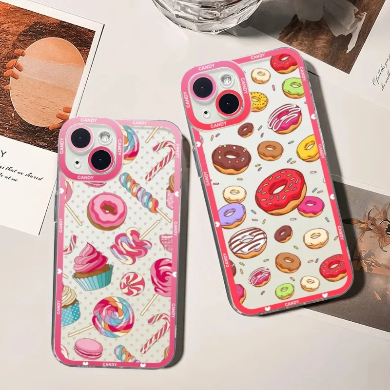 Cute Candy Donuts Phone Case For Xiaomi 13 Redmi Note 12 11 10 Pro Lite Proplus Pocox3GT F3 Transparent Soft TPU Fundas Cover