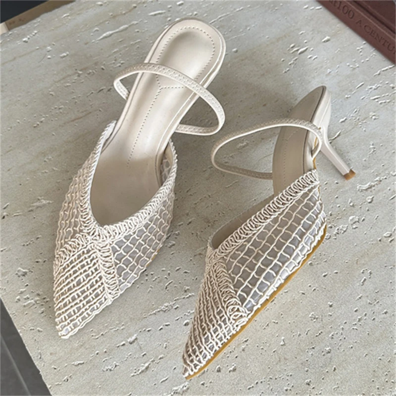 

Aneikeh пикантные женские туфли-лодочки на тонком высоком каблуке с острым носком, дизайнерские туфли-лодочки с открытой пяткой и открытой пяткой, вечерние туфли-лодочки для стриптиза