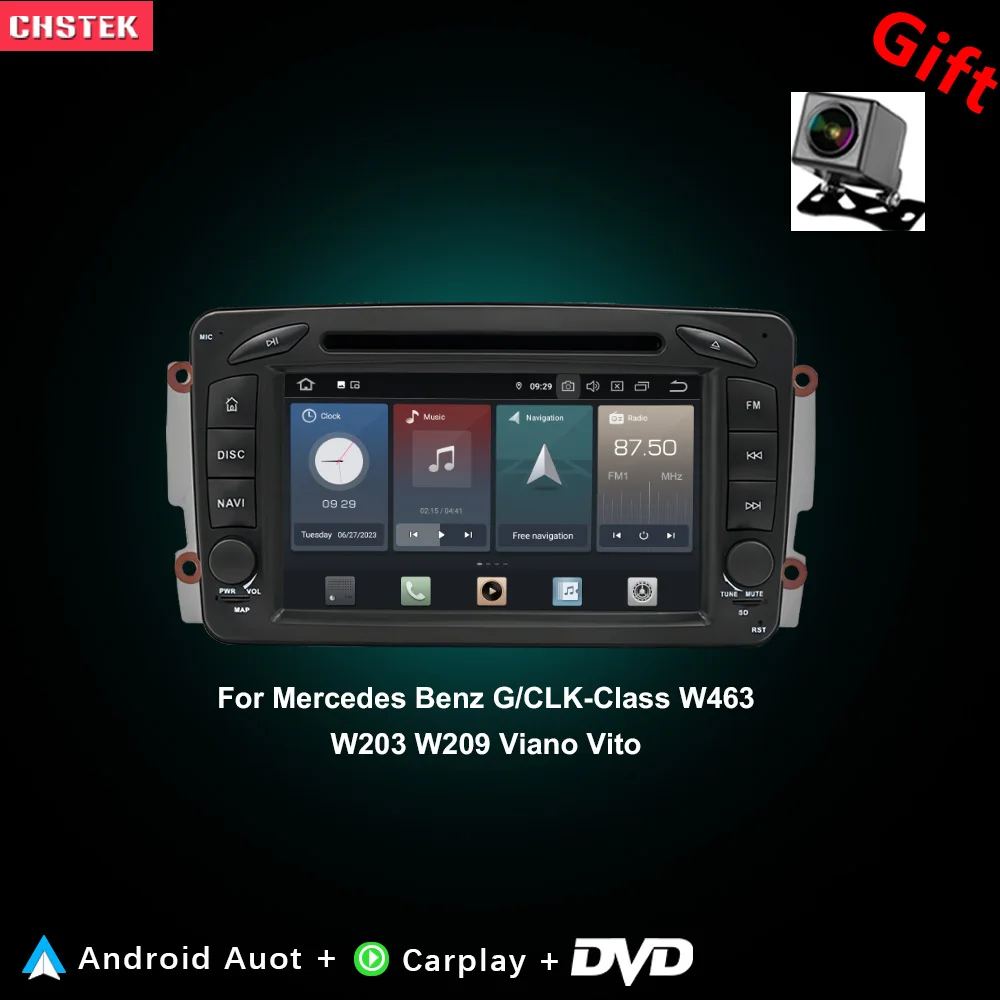 CHSTEK Car Radio DVD Carplay For Mercedes Benz C/G/CLK-Class W203 W209 W463 W639 Vito Viano Bluetooth5.0 WIFI 4G GPS Android 14