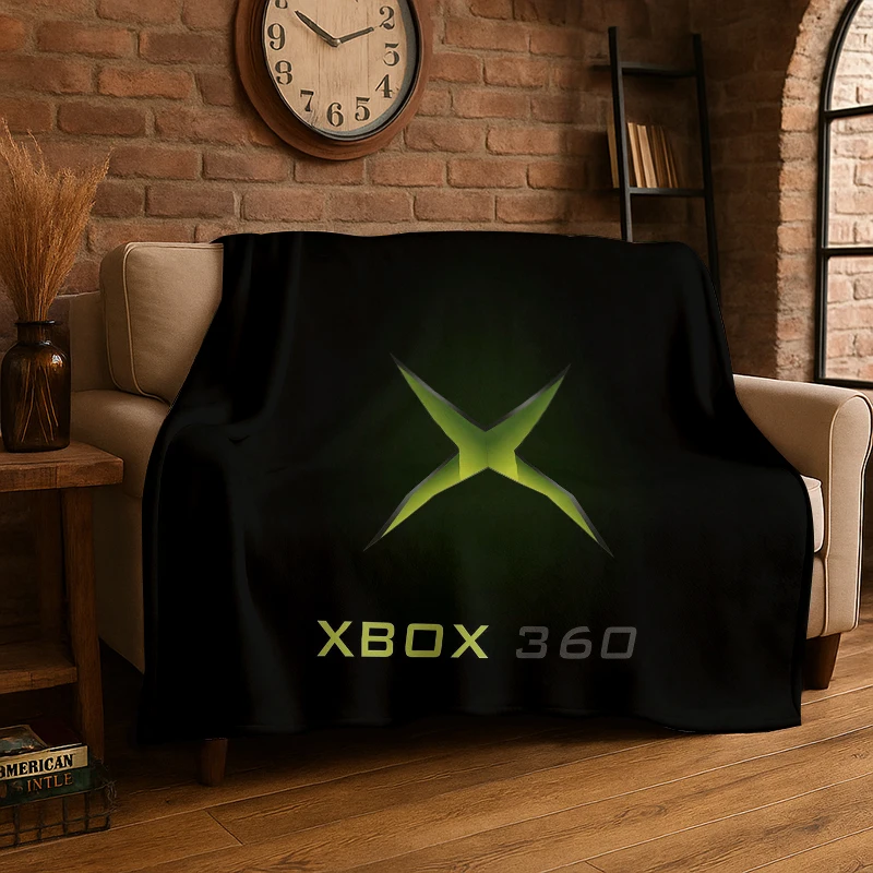 retro Xbox Gaming Gamer Logo Flannel Blanket Soft Warm Throw Blanket for Bedroom Living Room Bed Travel Camping Picnic Gift