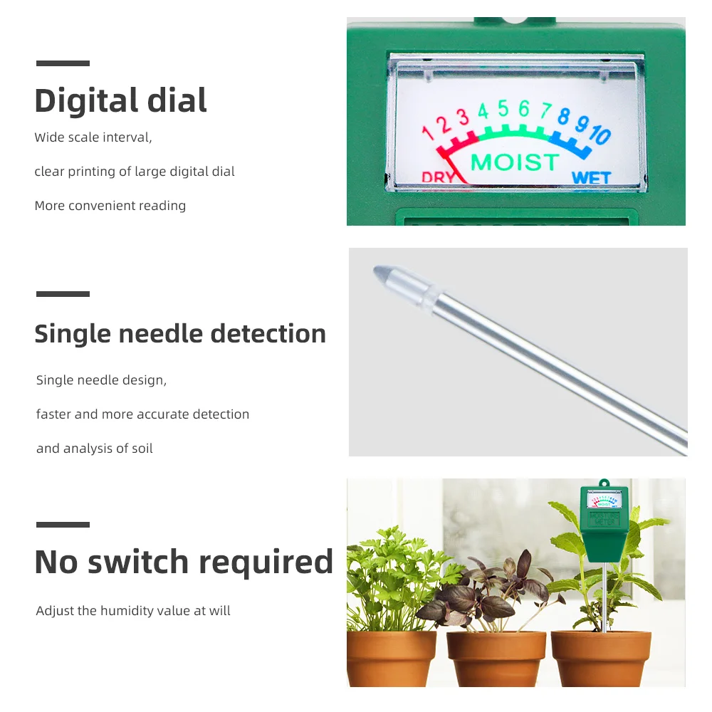 Bodemvochtmeter Enkele Naald Humidometer Sonde Bewateringstest Huis Tuin Meetinstrument Ph Detector Analyze-Instrumenten