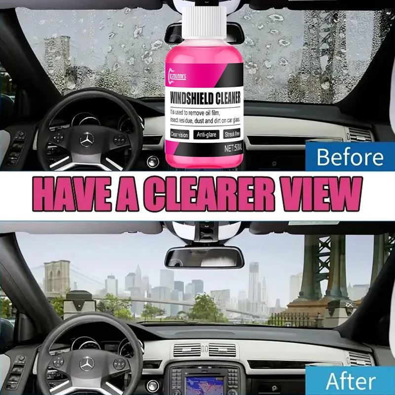 Pink car glass wiper fluid concentrated type, maintaining smoothness and no stripes, quickly restoring clear glass
