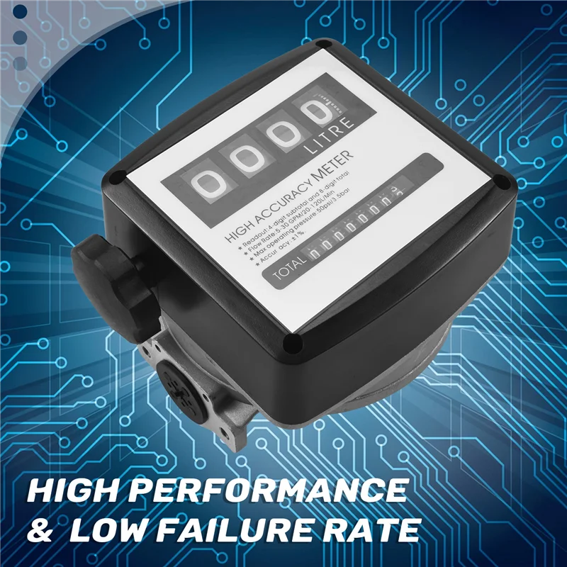 Medidor mecânico de fluxo de combustível de 4 dígitos medidor de fluxo de combustível mecânico 25mm (rosca interna de 1 polegada) 5-30 gpm/20-120l/min