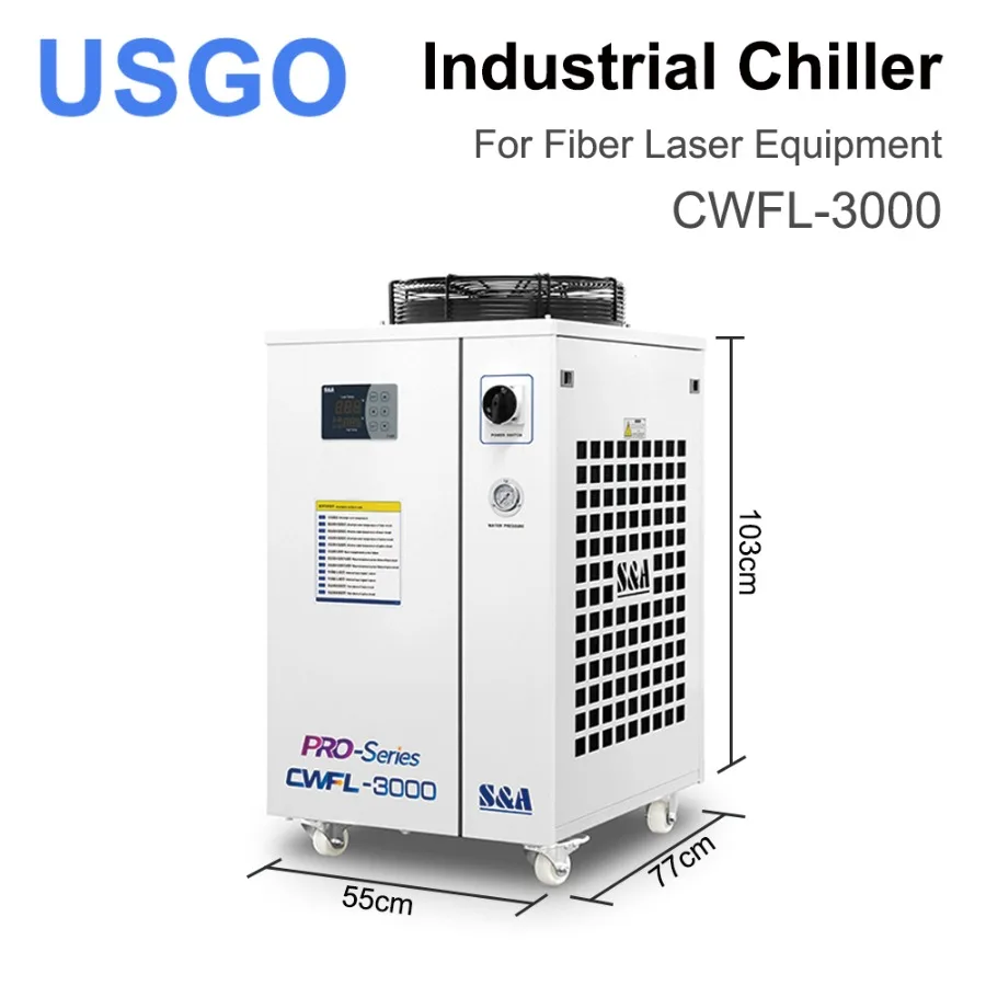 USGO CWFL-3000 S&A  Industry Air Water Chiller AC 220-240V Voltage 50Hz/60Hz Frequency For fiber laser engraving machines