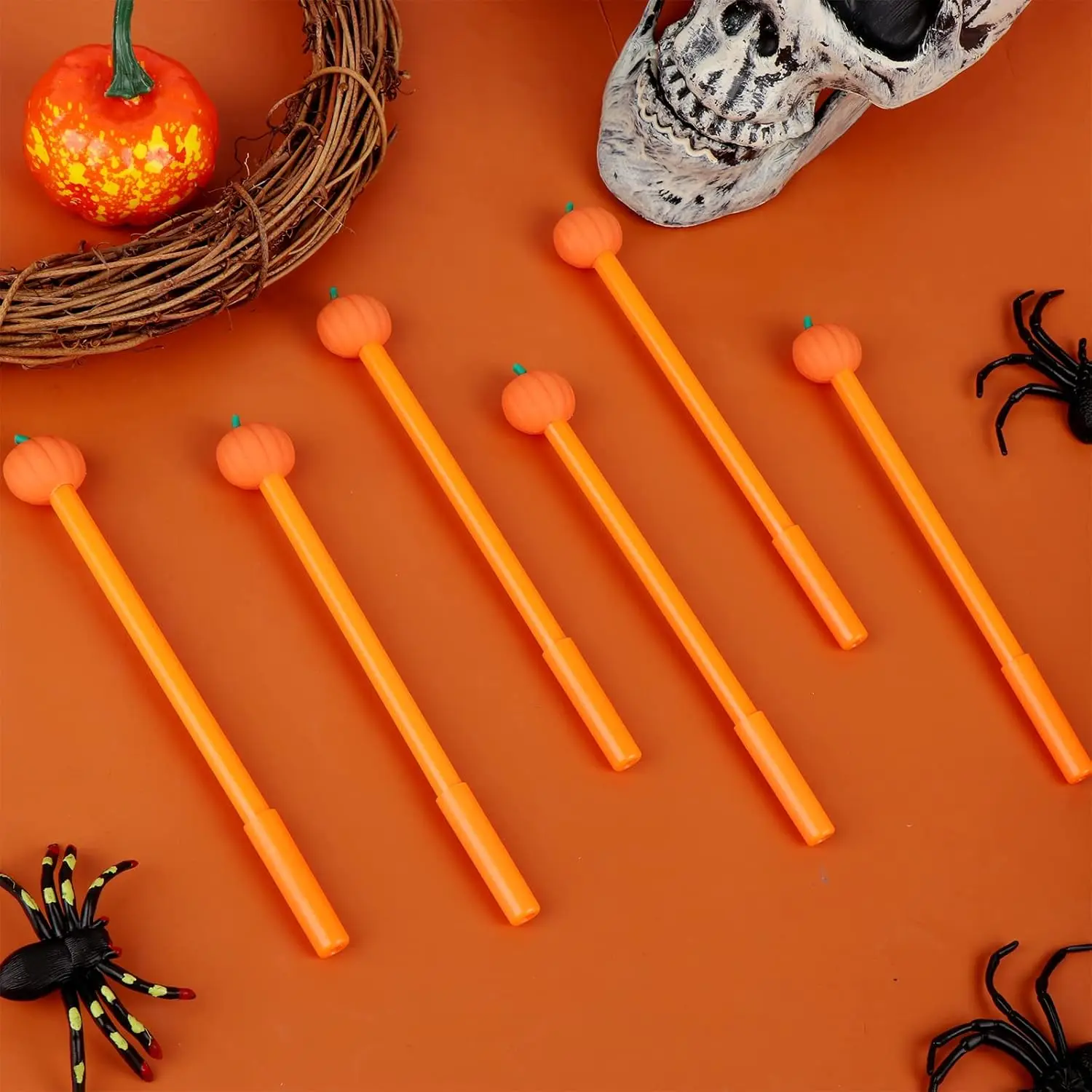 24 Pcs Halloween Pumpkin Gel Ink Pens 0.5 Mm Orange Pumpkin Pens Cute Writing Tools Party Favor Gifts Office Supplies