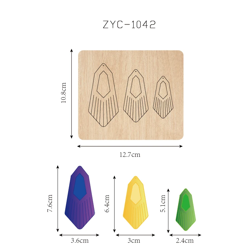 Wooden Earring Cutting Mold, Suitable for Die Cutting Machines, ZYC-1042