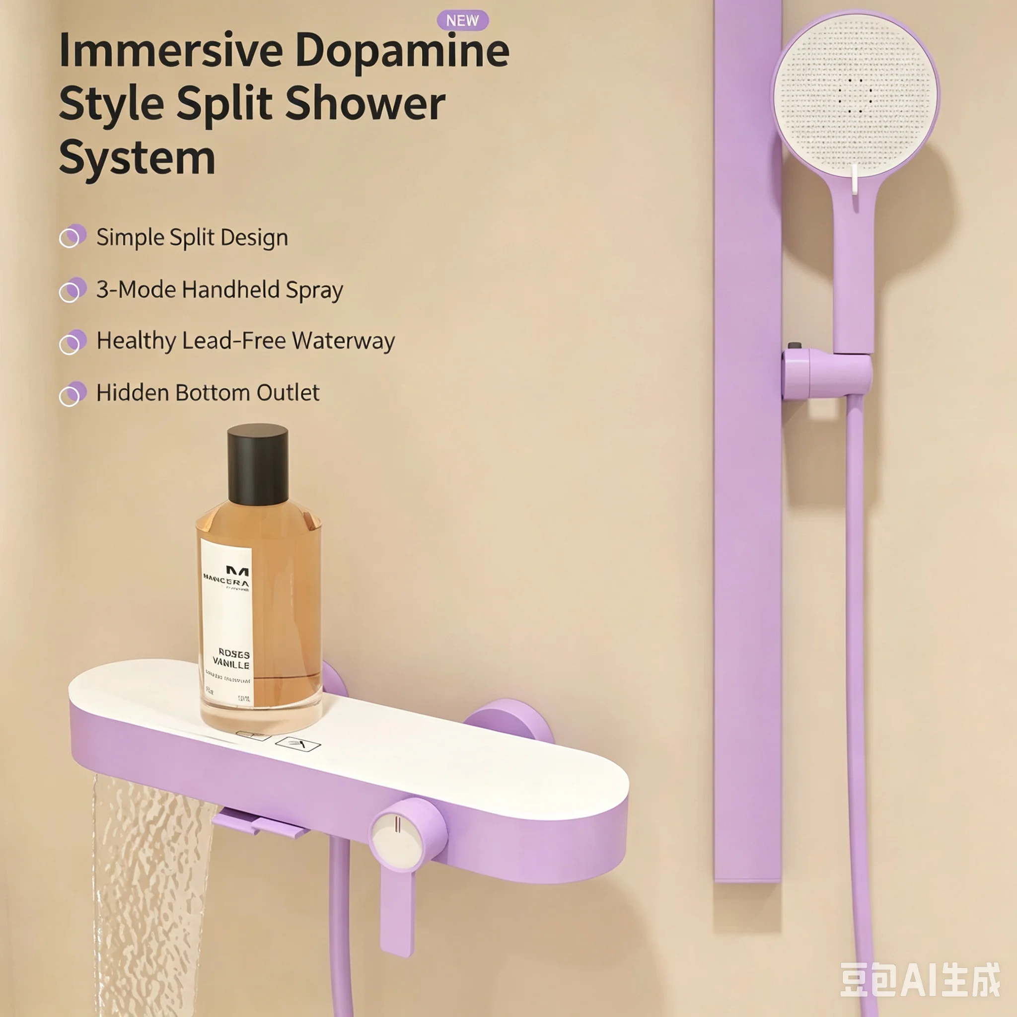 Variou colors Shower Set with Lifting Bar Bathtub Shower Faucet Bathroom Shower Mixer Tap With Lifting Rod 3-function HandShowe