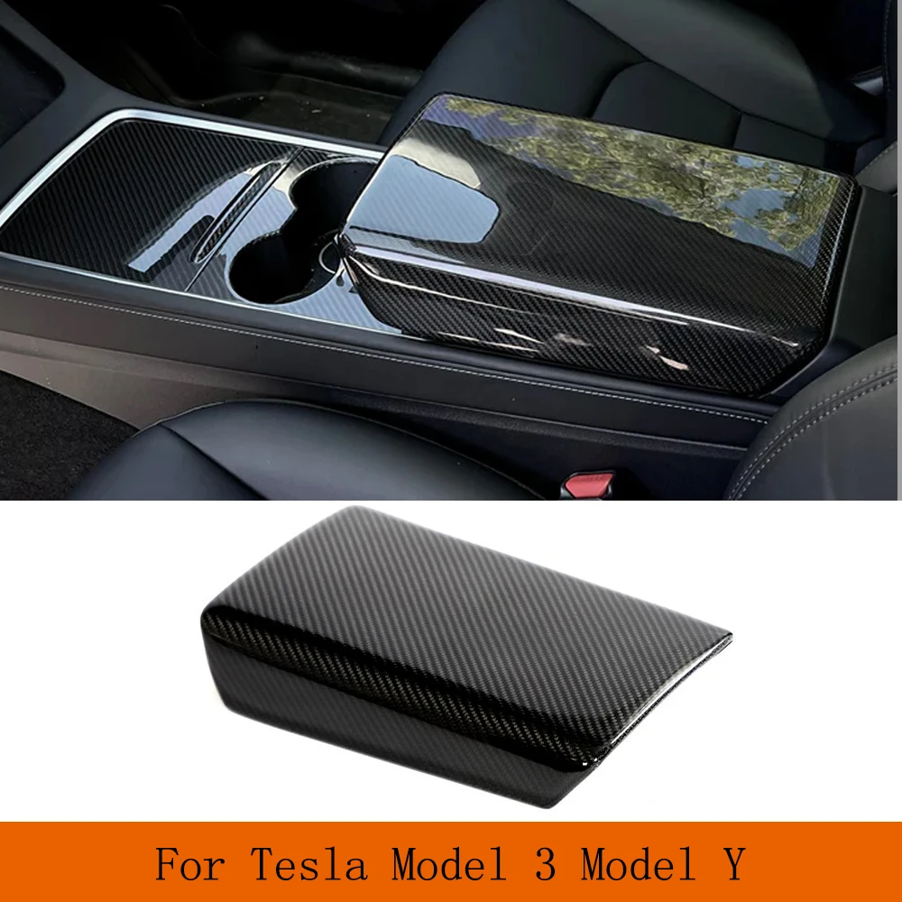 

Car Interior Central Control Armrest Box Cover Shell For Tesla Model 3 Model Y 2017-2023 Dry Carbon Inner Trim Decoration Add On