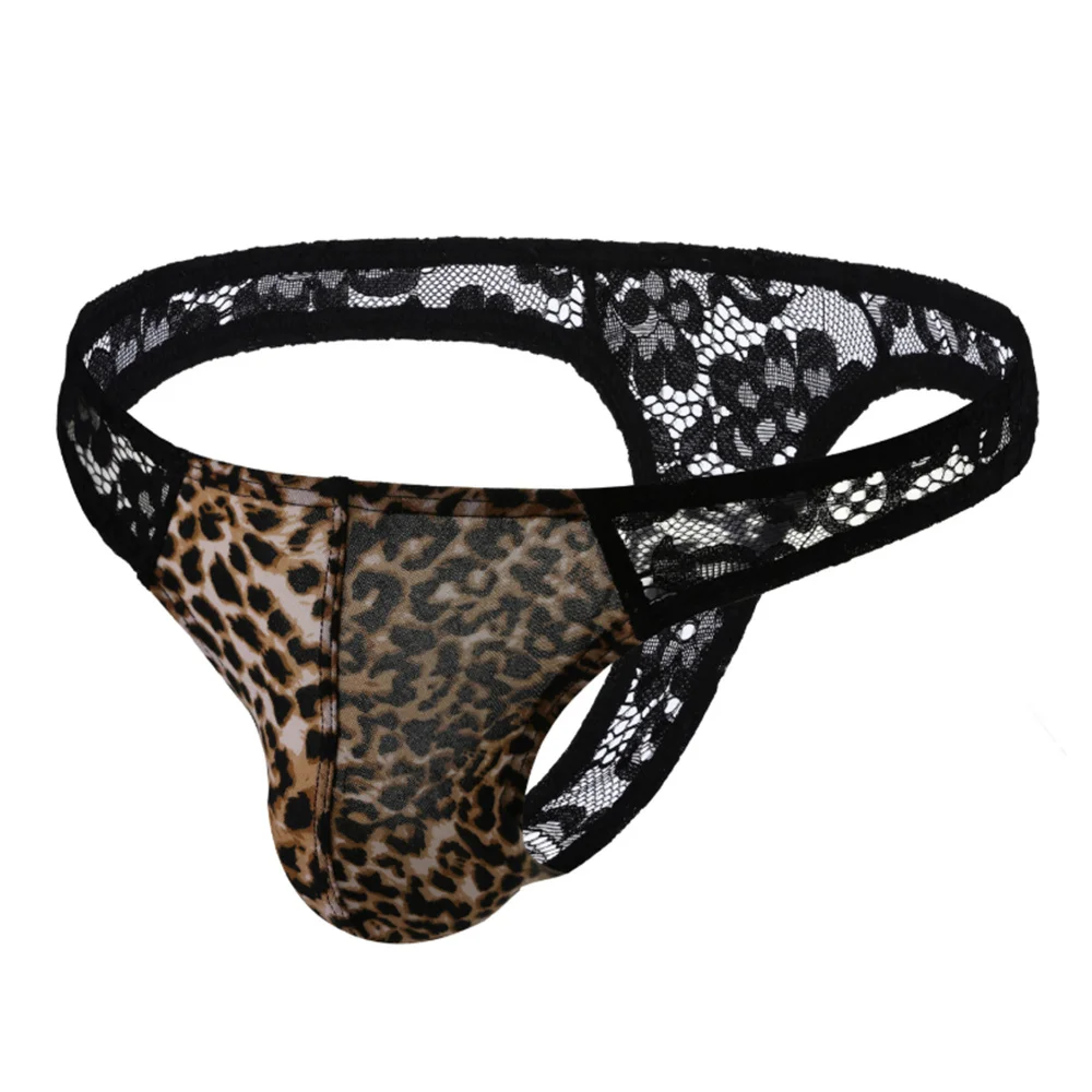 

Сексуальные мужские стринги с леопардовым/змеиным принтом, кружевными вставками, дышащие, сексуальное нижнее белье для геев