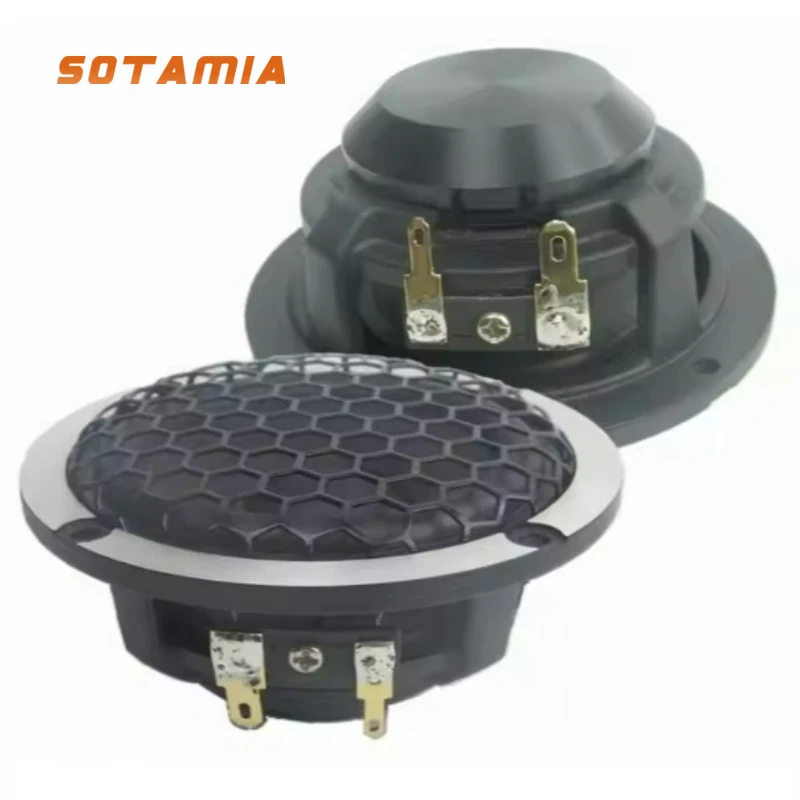 SOTAMIA 1 Buah Speaker Mobil Jangkauan Penuh 3 Inci 4/8 Ohm 15W Tempat Baskom Aluminium Kerucut Kertas Wol Speaker Jarak Menengah Mobil Jaring Heksagonal
