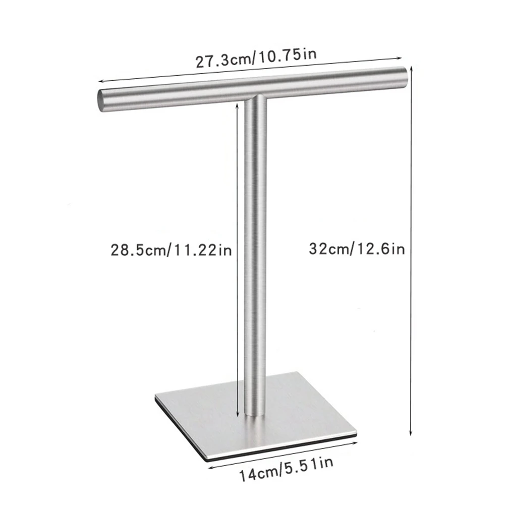 Hand Towel Holder Stand for Bathroom Vanity Stainless Steel Standing Towel Rack Stand Towel Bar for Bathroom -Silver