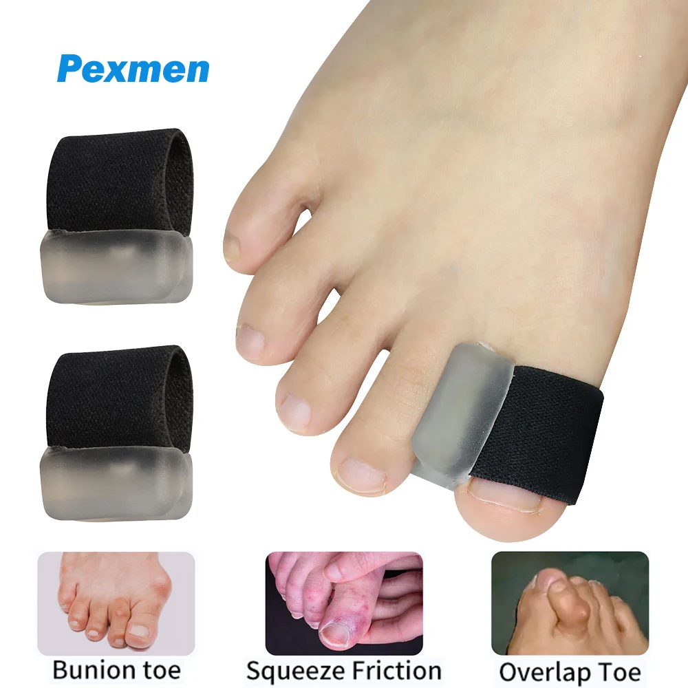 Pexmen 2Pcs Gel Toe Separators for Overlapping Toe Big Toe Spacer for Hallux Valgus Shock Absorption All-Day Comfort for Foot