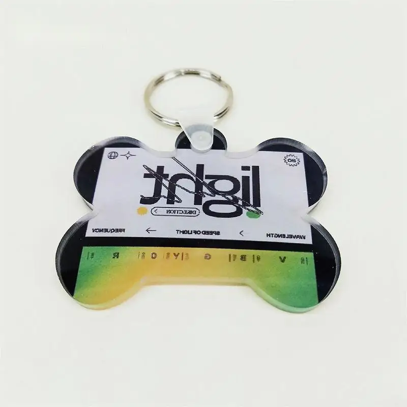 

Free Shipping 30pcs/lot Sublimation Blanks Dog Tag Acrylic Keychain Heat Press Key Ring For Bag /Key Decor/Christmas Gifts