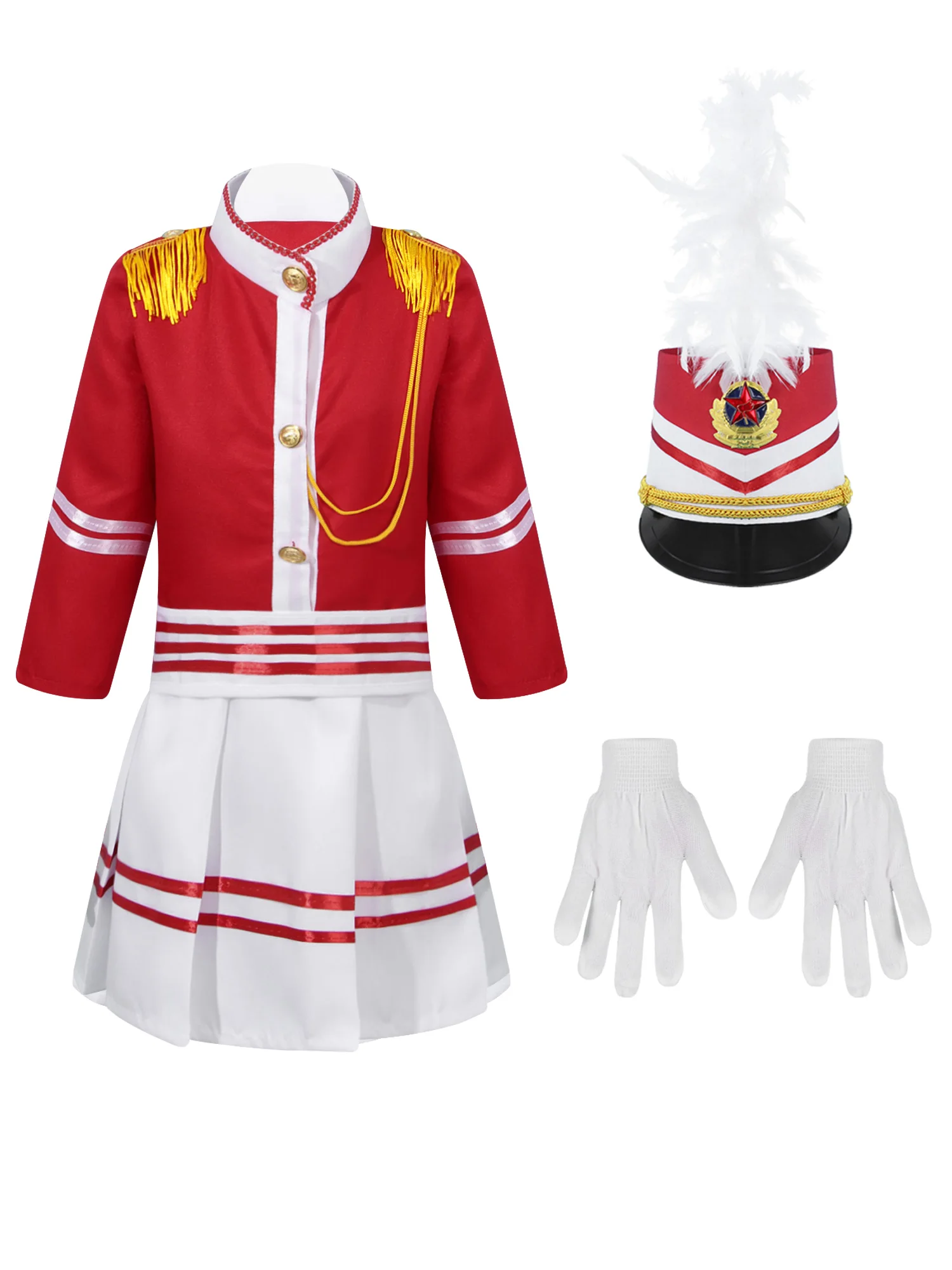 Halloween Nutcrackers Marching Band Drum Major Dress Up Outfits for Carnival Performance Uniform Jacket Pants Skirt Gloves Hat