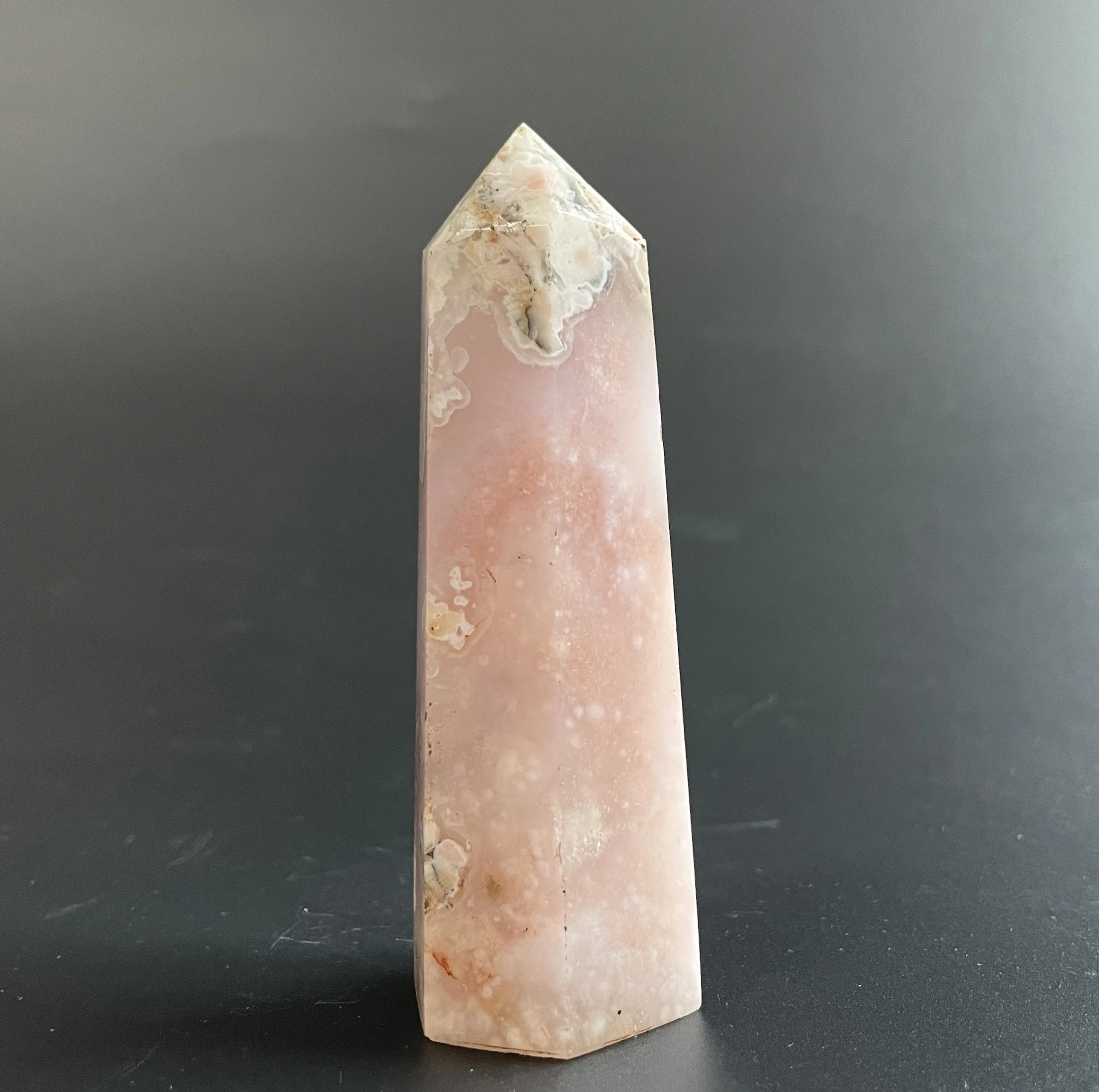 

115g Natural Stone Sakura agate Crystal Tower Polished Quartz Wand Point Reiki Healing Gift Room Decor Obelisk Z242