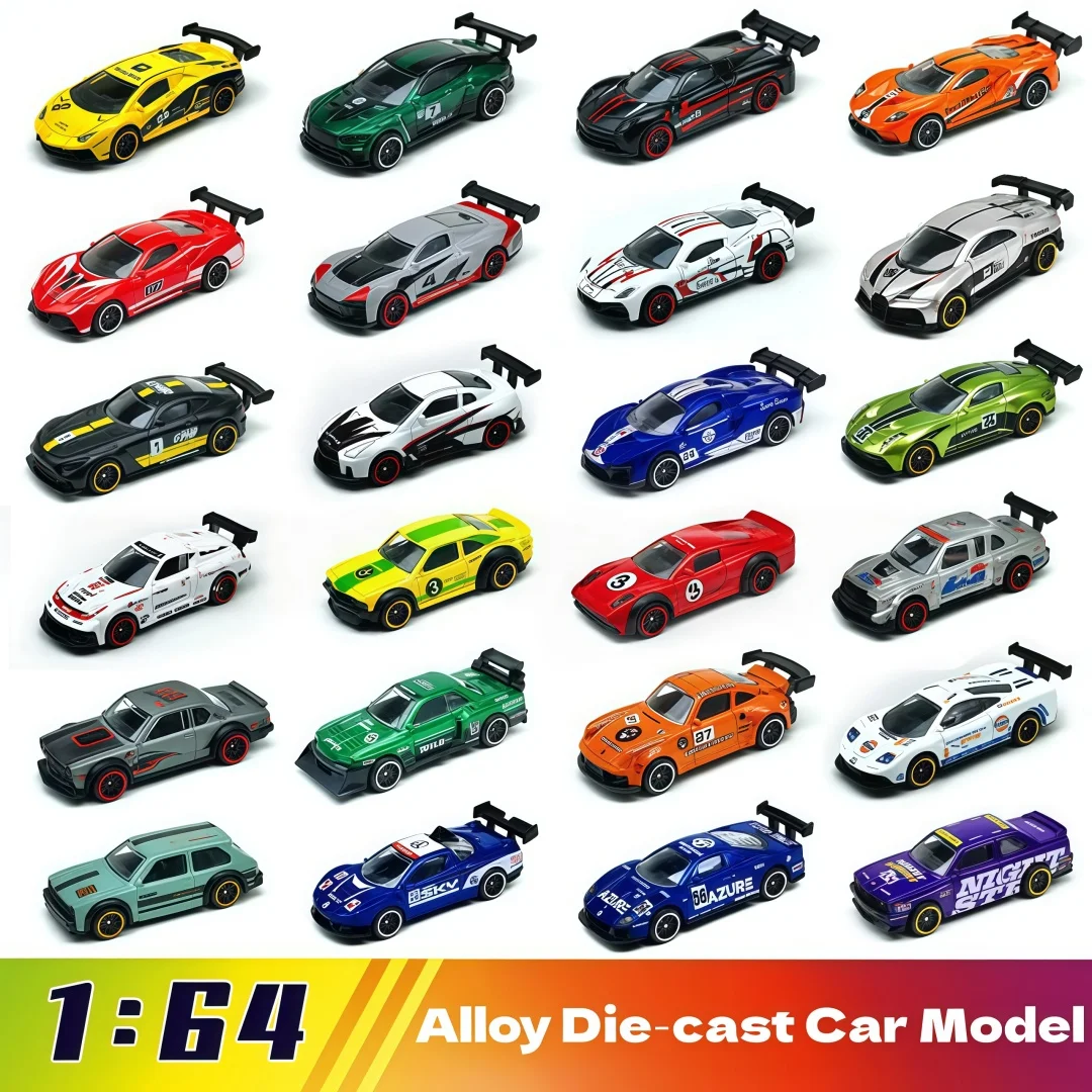 6/18/30 Pcs Mini Race Car Set, 1:64 Scale Multi-Color Inertia Toy Cars, Hobby Prizes, Family Interactive Gifts for Boys & Girls